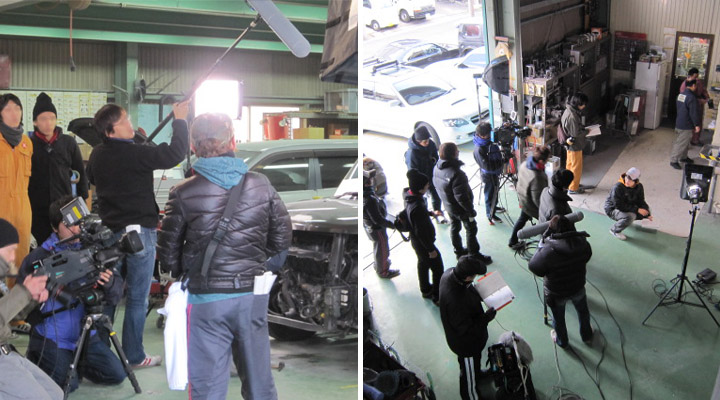 板金塗装工場で撮影「中学生日記」