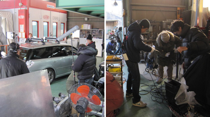 板金工場で撮影「中学生日記」